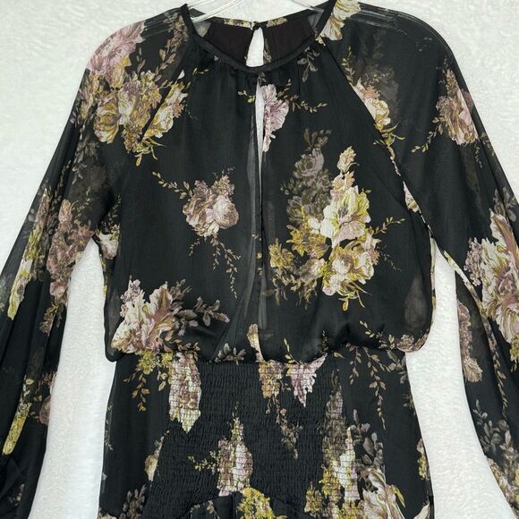 ASOS Drop Waist Floral Midi Fairy Goth Dress Size 6 - Picture 13 of 16